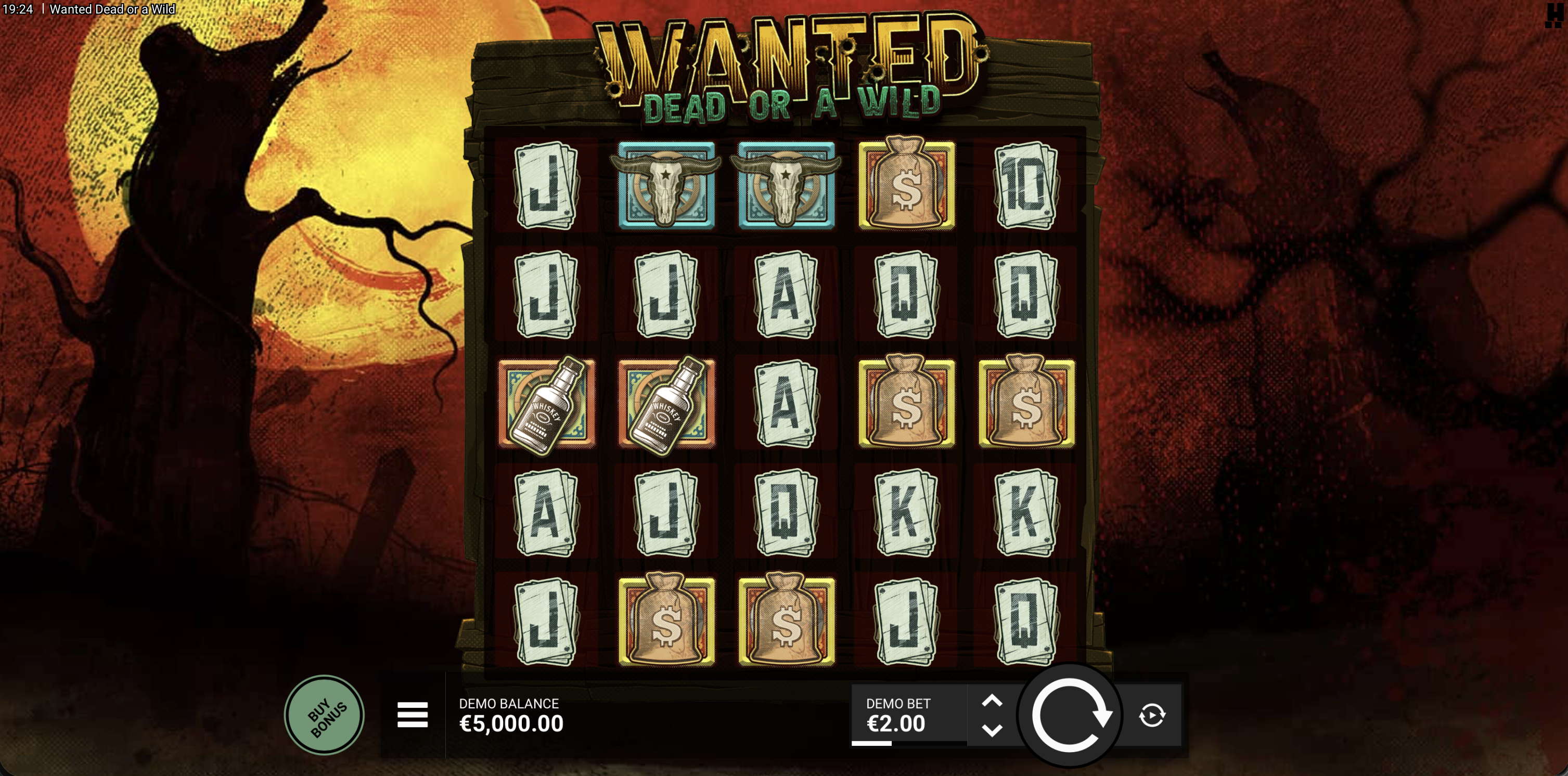 Símbolos y tabla de pagos del Wanted Dead or a Wild